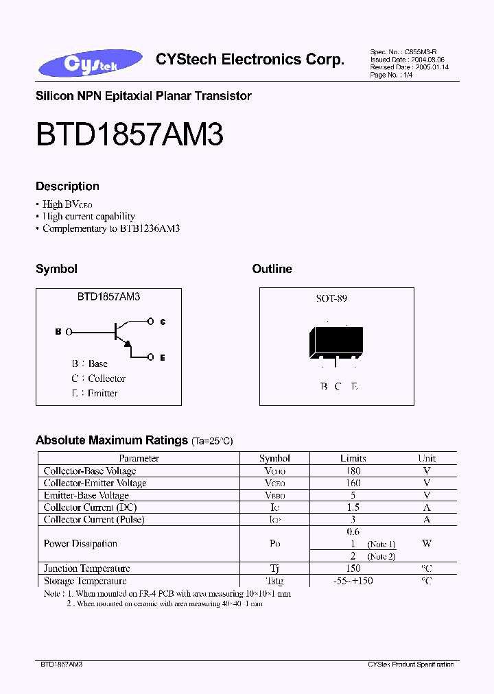 BTD1857AM3_1221230.PDF Datasheet