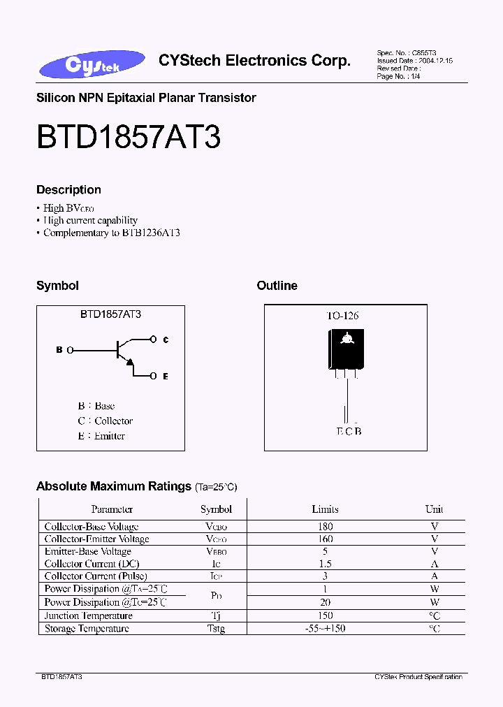 BTD1857AT3_1221231.PDF Datasheet