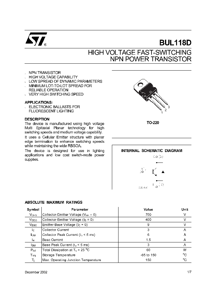 BUL118D_1222107.PDF Datasheet