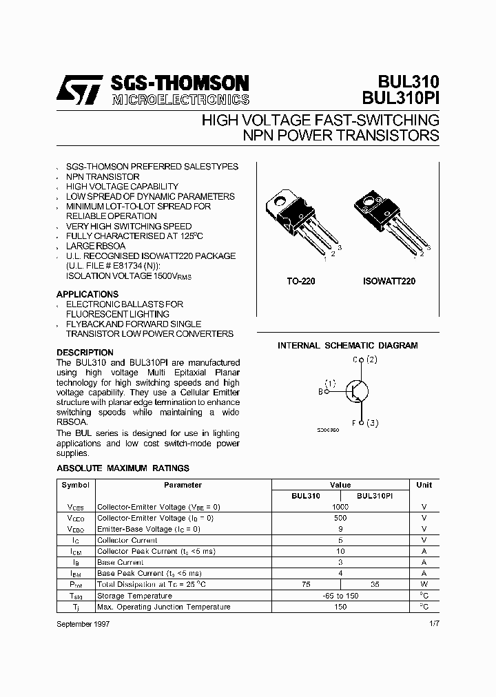 BUL310PI_1067685.PDF Datasheet