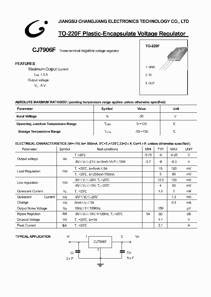 CJ7906F-TO-220F_1226288.PDF Datasheet