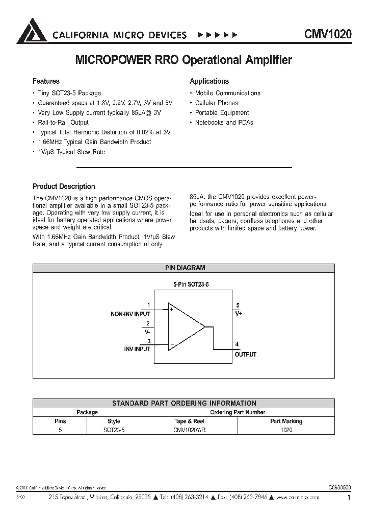 CMV1020YR_1227575.PDF Datasheet