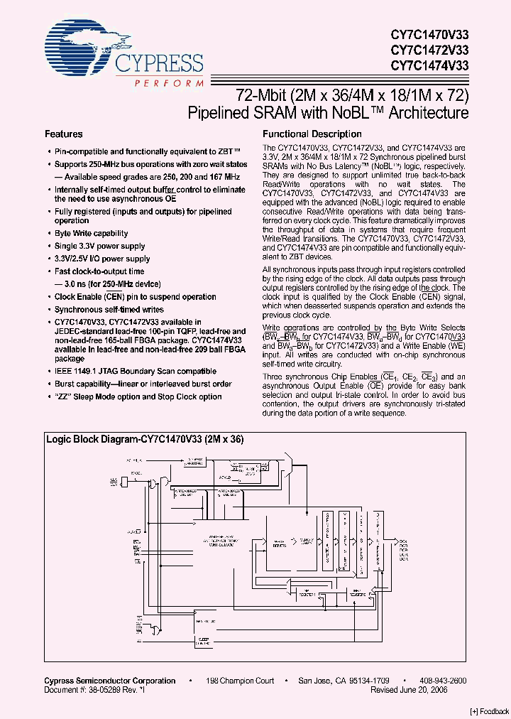 CY7C1470V33-200AXI_1188135.PDF Datasheet