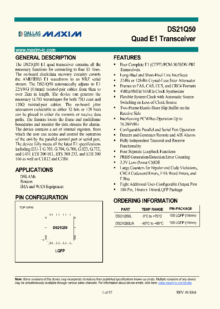 DS21Q50_1163800.PDF Datasheet