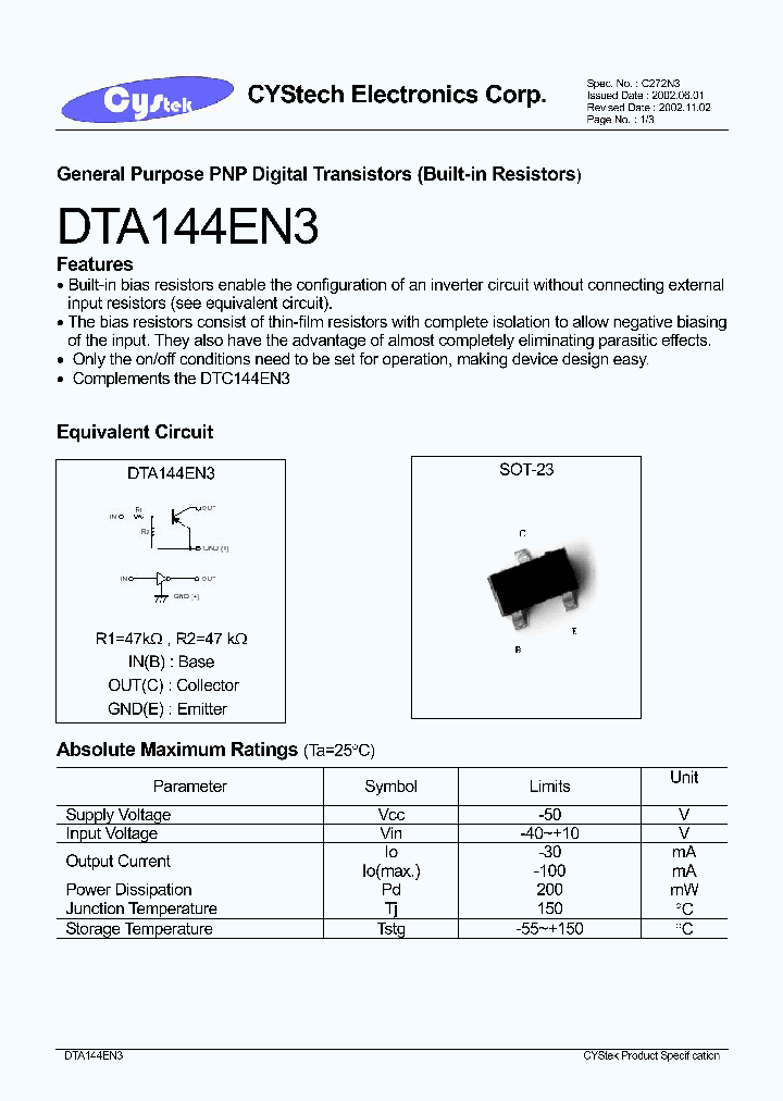 DTC144EN3_1235175.PDF Datasheet