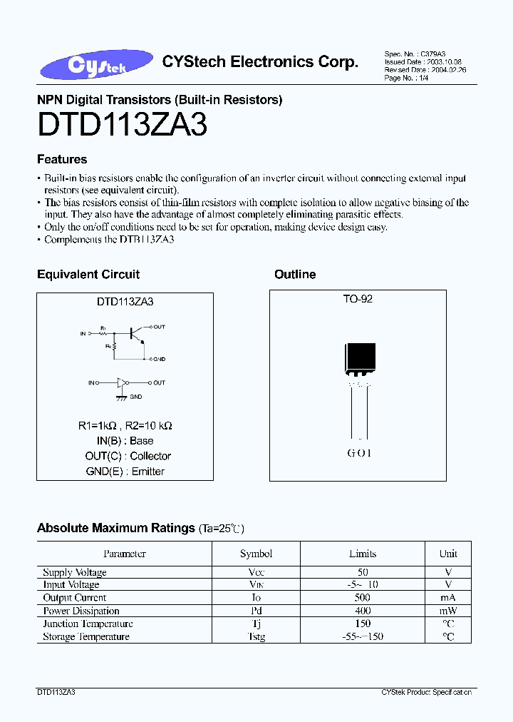 DTD113ZA3_1010929.PDF Datasheet