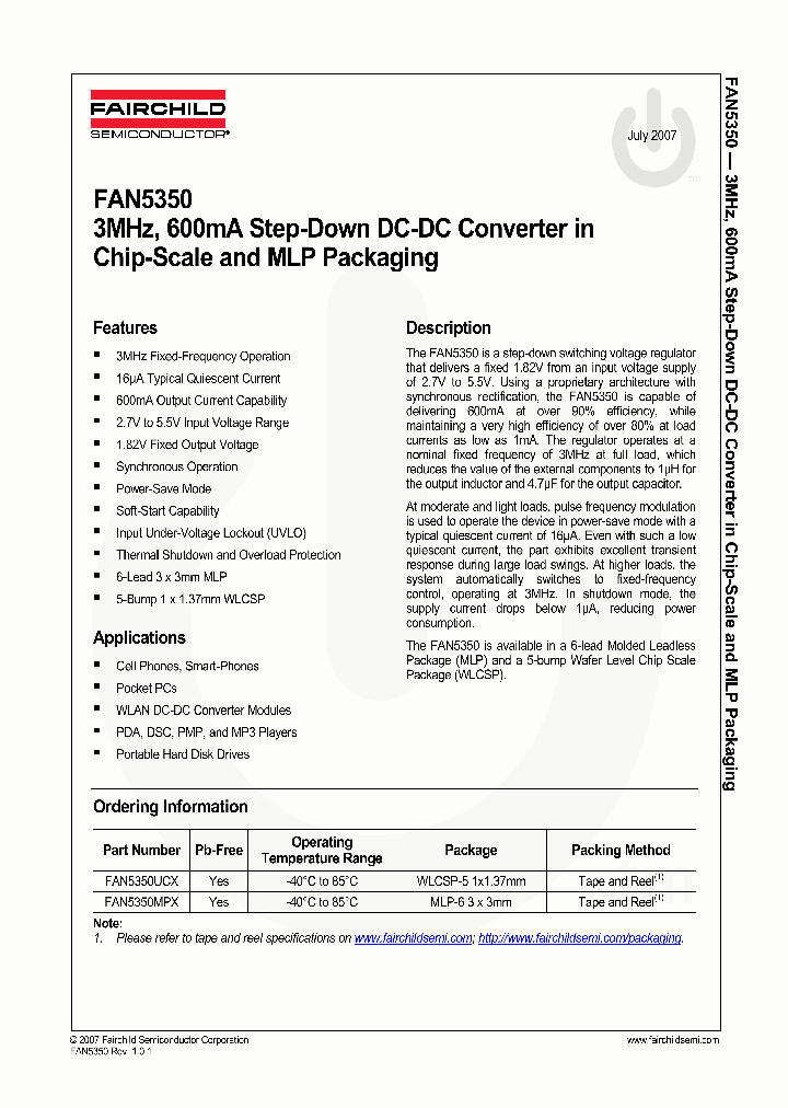 FAN5350UCX_1238770.PDF Datasheet
