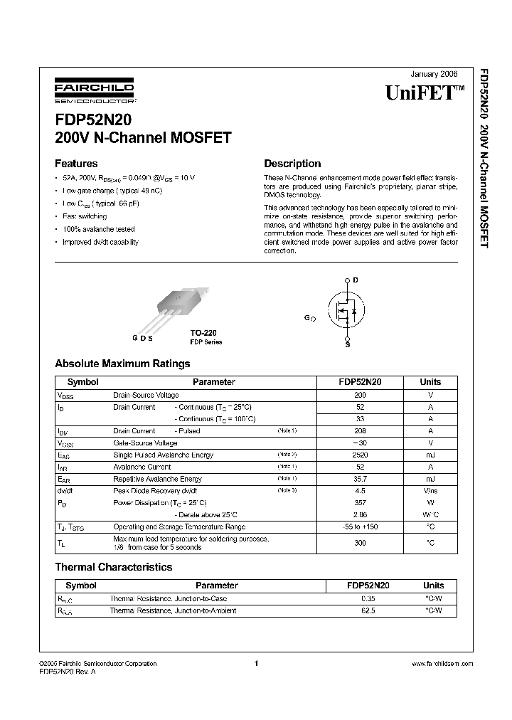 FDP52N20_1239553.PDF Datasheet