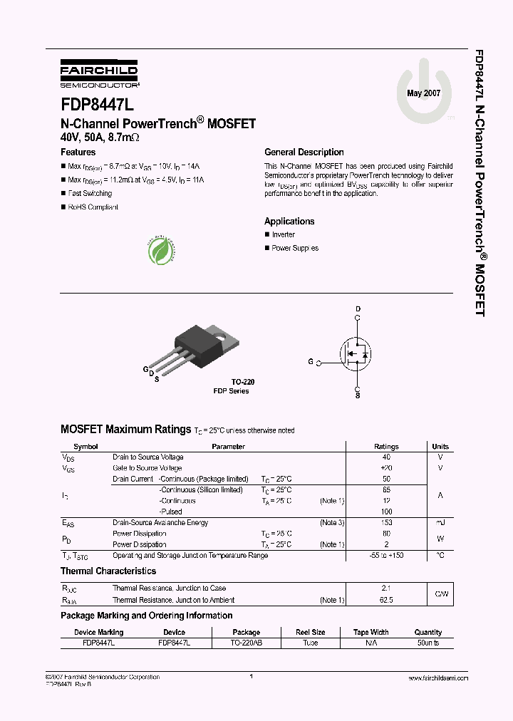 FDP8447L_1095315.PDF Datasheet