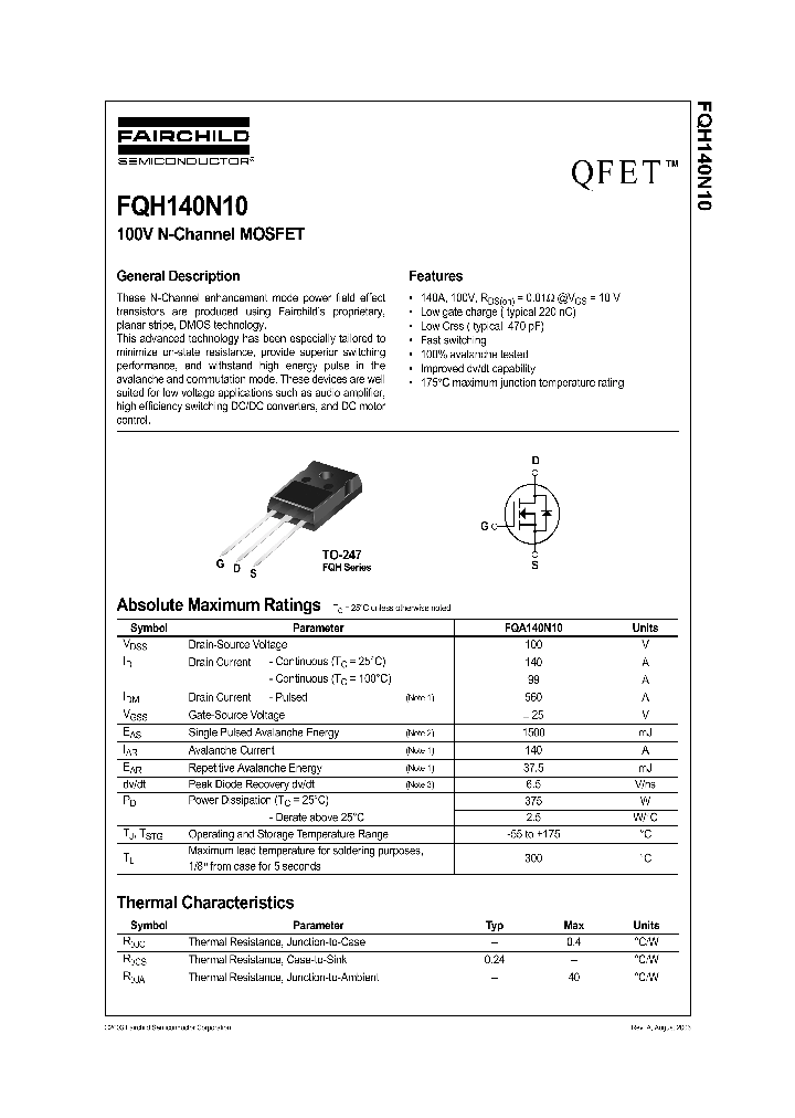FQH140N10_1241537.PDF Datasheet