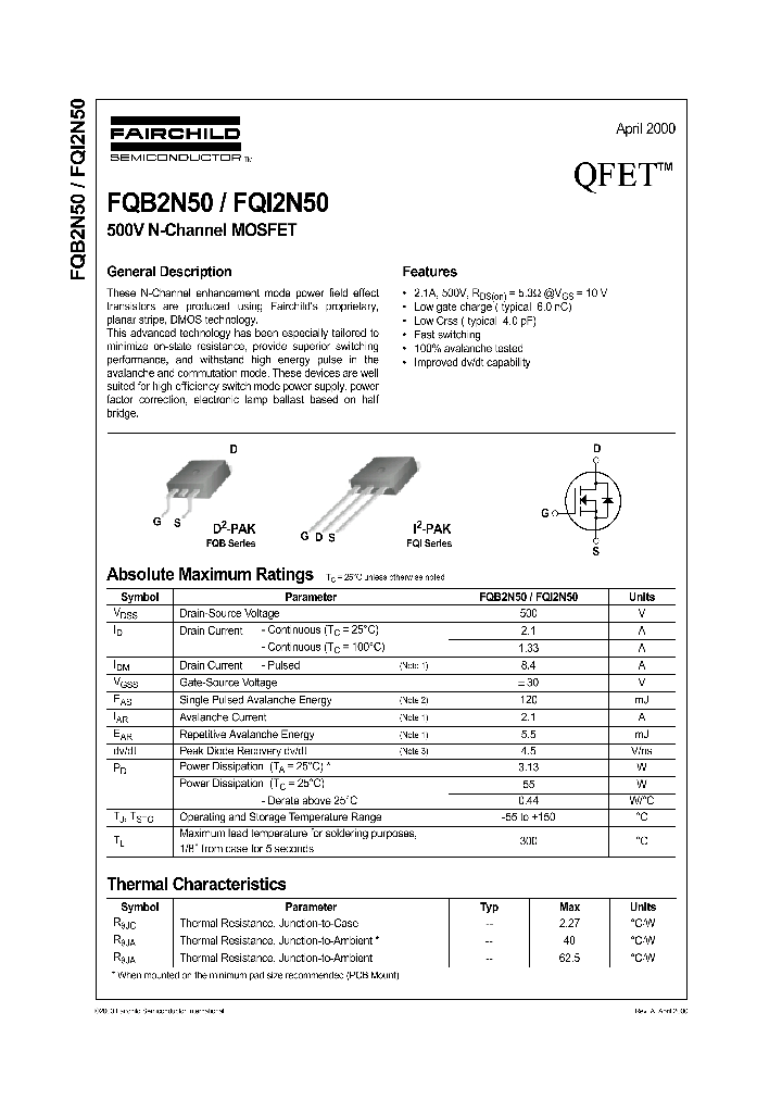 FQI2N50_1241590.PDF Datasheet