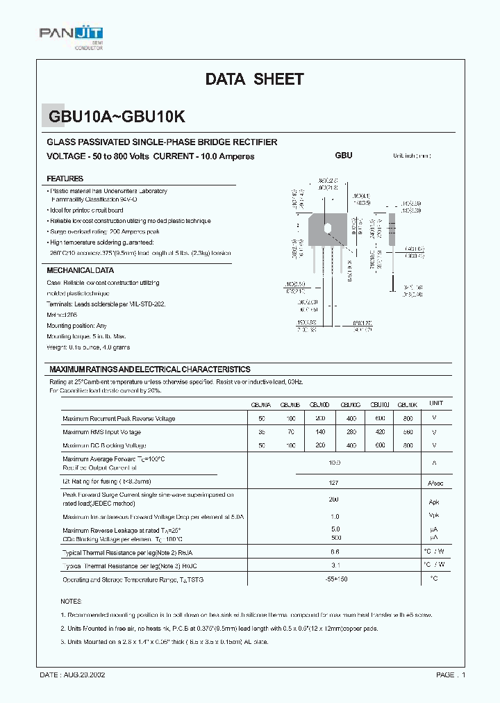 GBU10A_1187667.PDF Datasheet