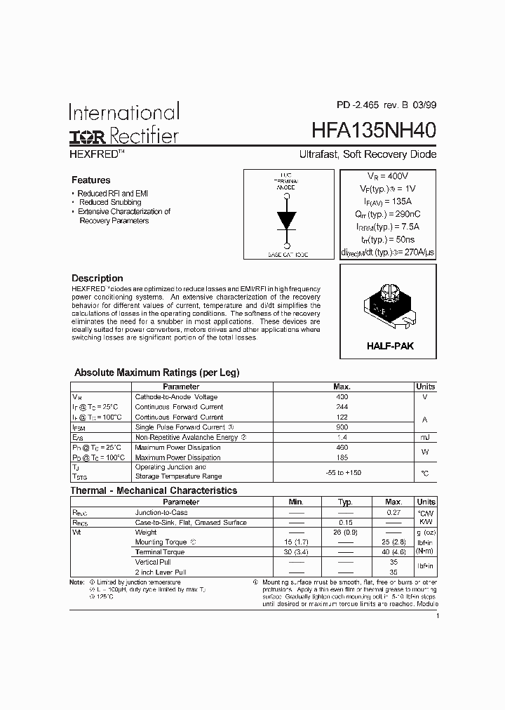 HFA135NH40_1249204.PDF Datasheet