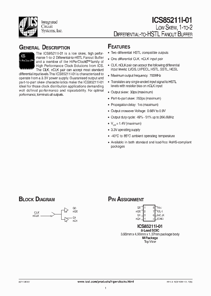 ICS85211I-01_1253076.PDF Datasheet