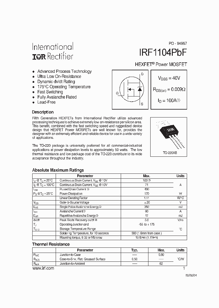 IRF1104PBF_1128880.PDF Datasheet