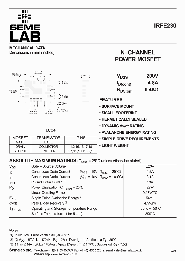 IRFE230_1091082.PDF Datasheet