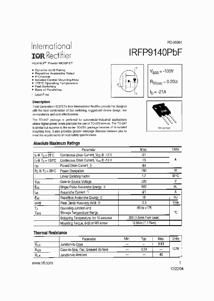 IRFP9140PBF_1149709.PDF Datasheet