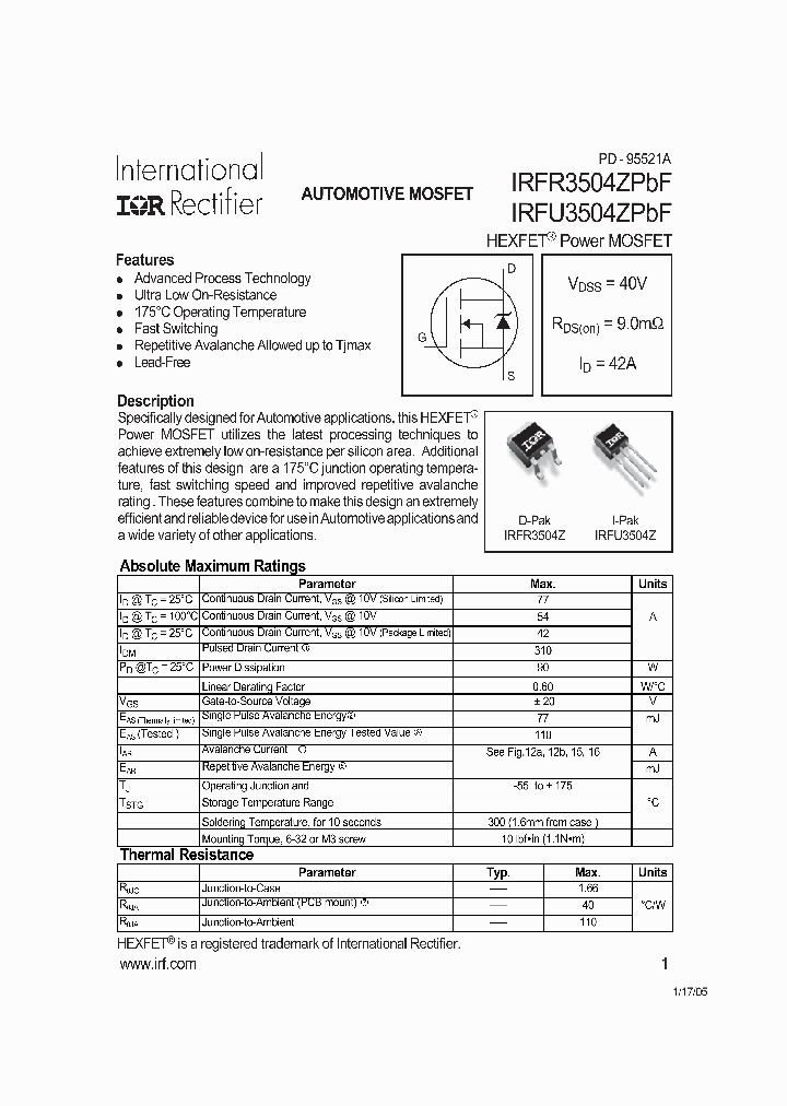 IRFU3504ZPBF_1170334.PDF Datasheet