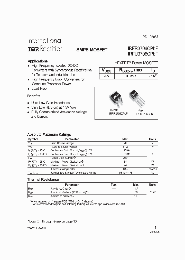 IRFU3706CPBF_1256167.PDF Datasheet