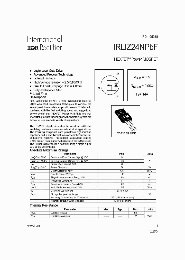 IRLIZ24NPBF_1256867.PDF Datasheet