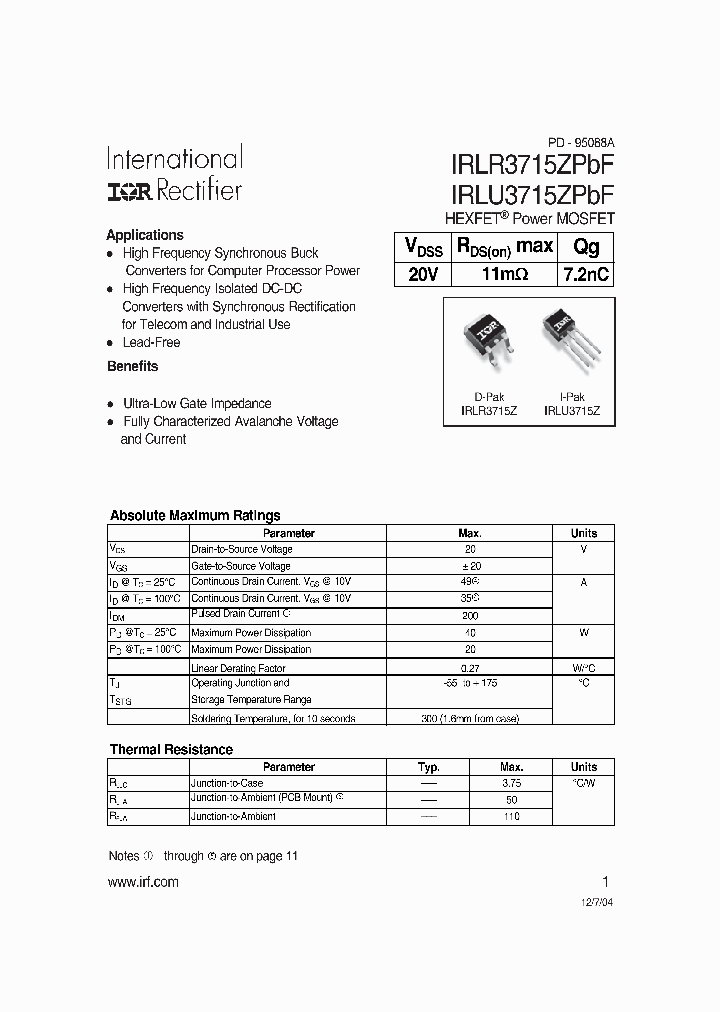 IRLR3715ZPBF_1256892.PDF Datasheet