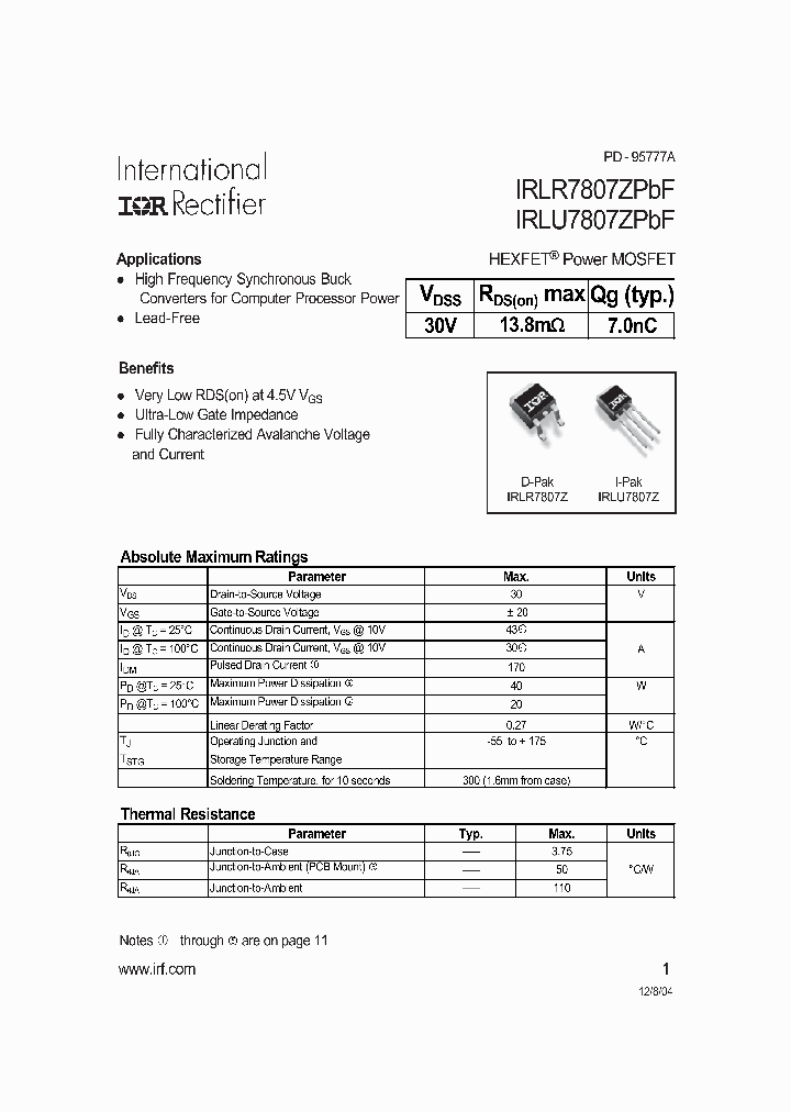 IRLR7807ZPBF_788727.PDF Datasheet