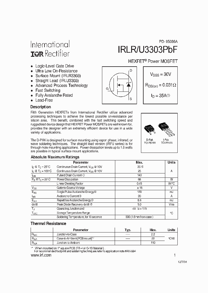 IRLU3303PBF_1256919.PDF Datasheet