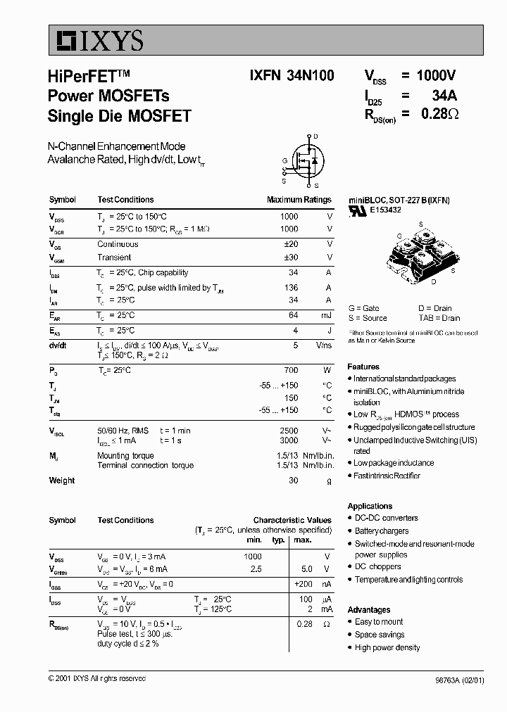 IXFN34N100_1258020.PDF Datasheet