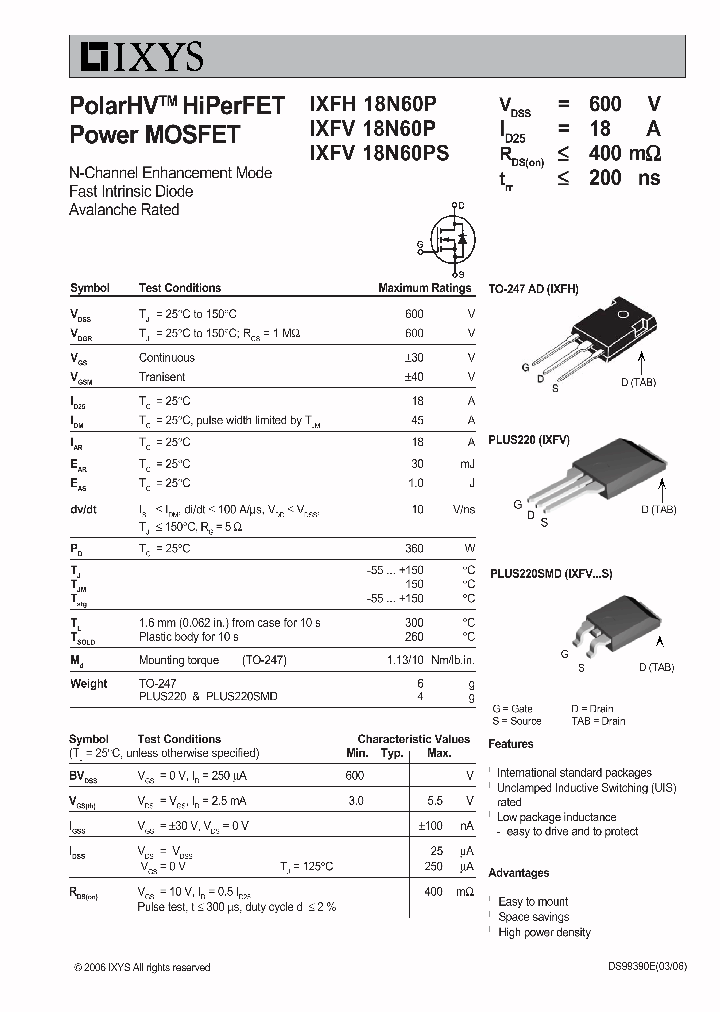 IXFV18N60PS_1258082.PDF Datasheet