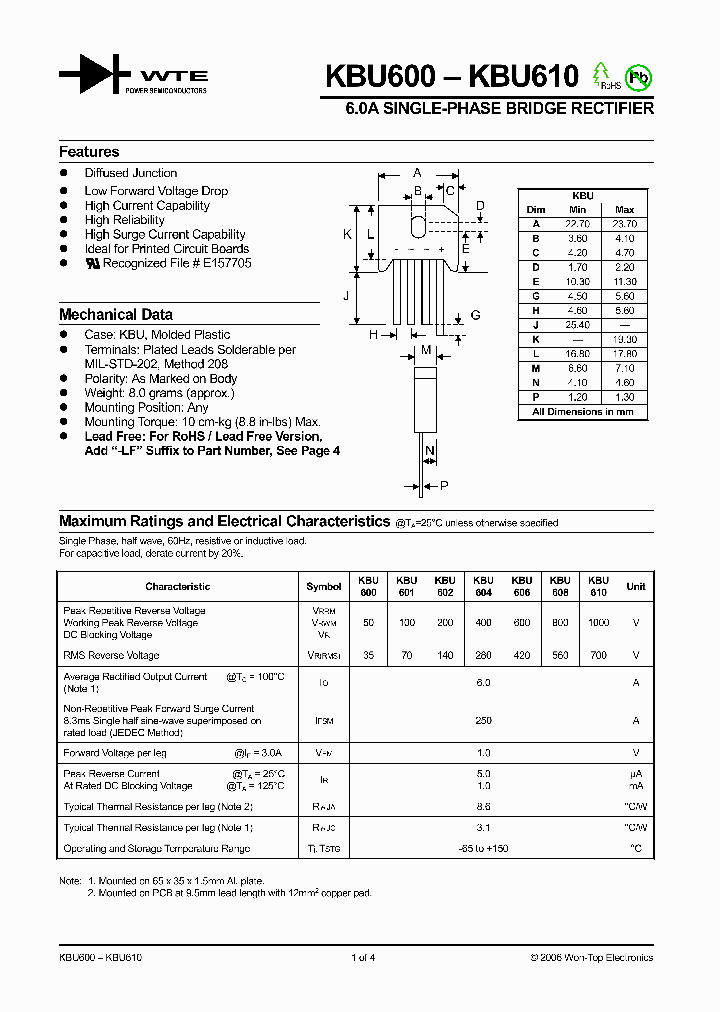 KBU610_1260021.PDF Datasheet