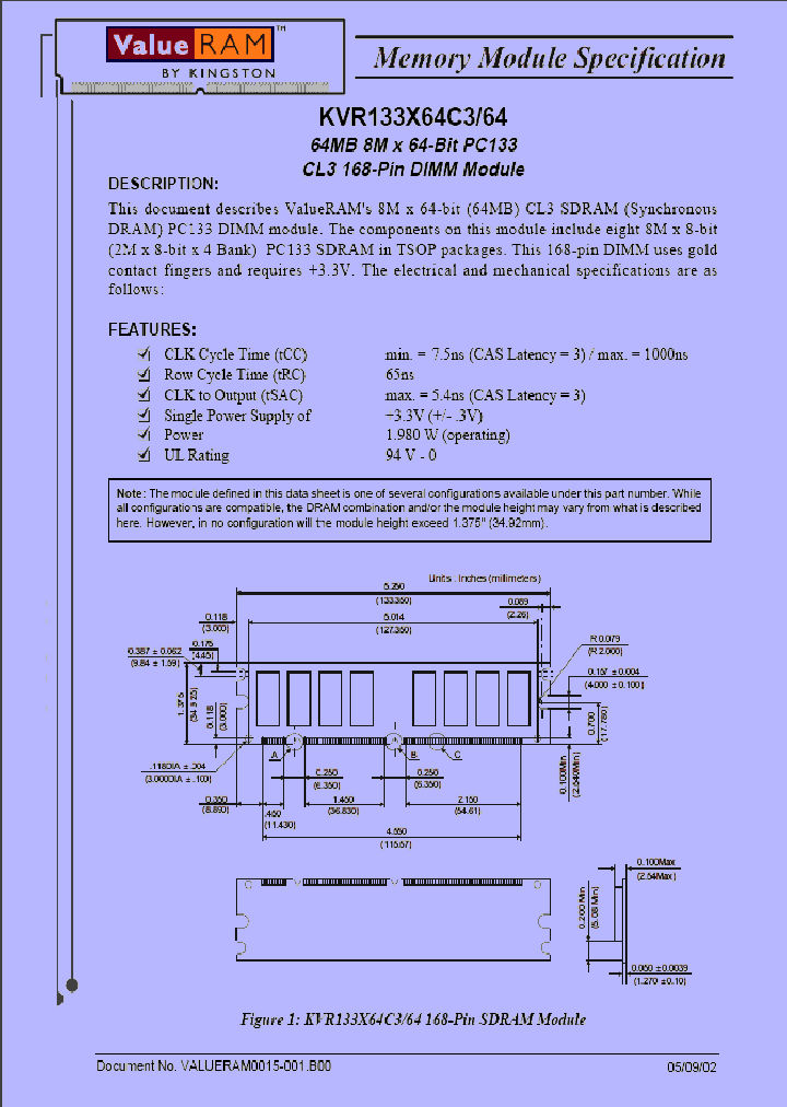 KVR133X64C364_1261932.PDF Datasheet