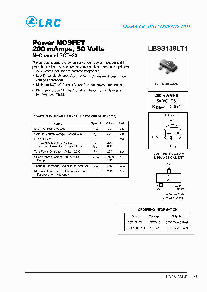 LBSS138LT1G_1263359.PDF Datasheet