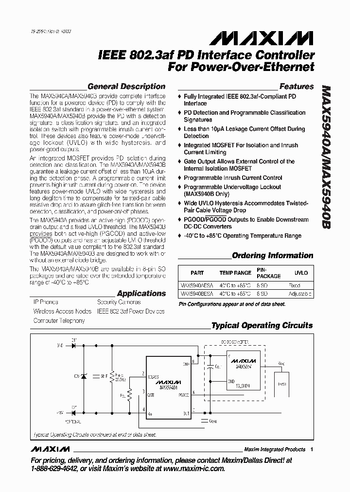 MAX5940BESA_830498.PDF Datasheet