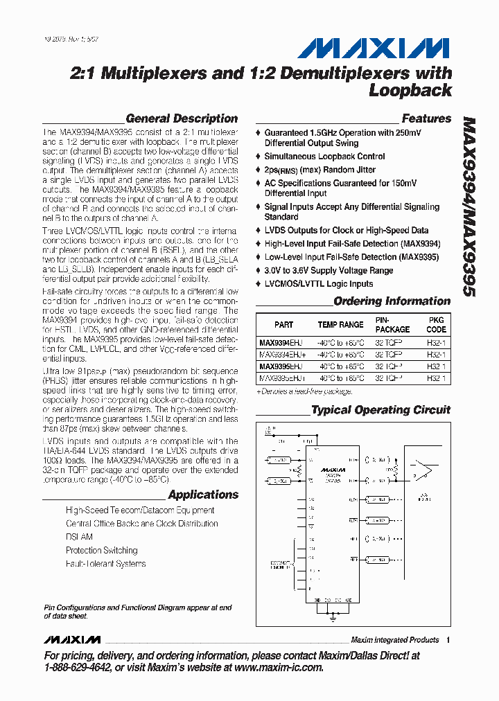 MAX9395EHJ_1274270.PDF Datasheet