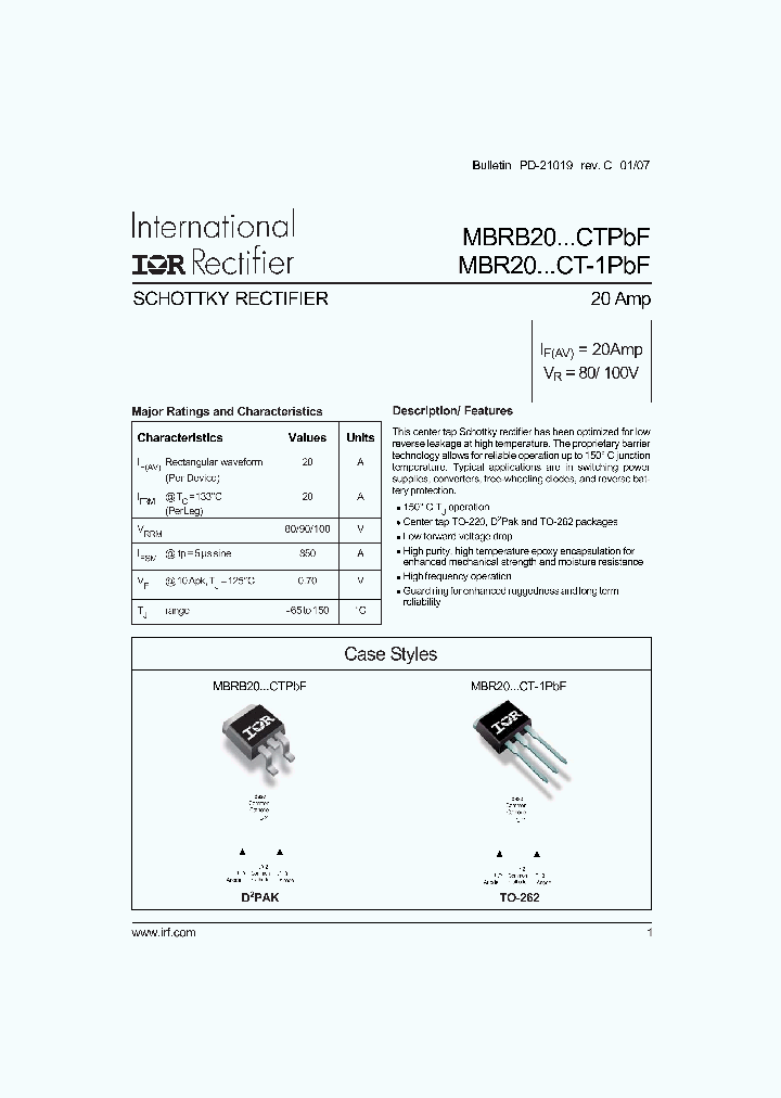 MBRB20CTPBF_1275140.PDF Datasheet