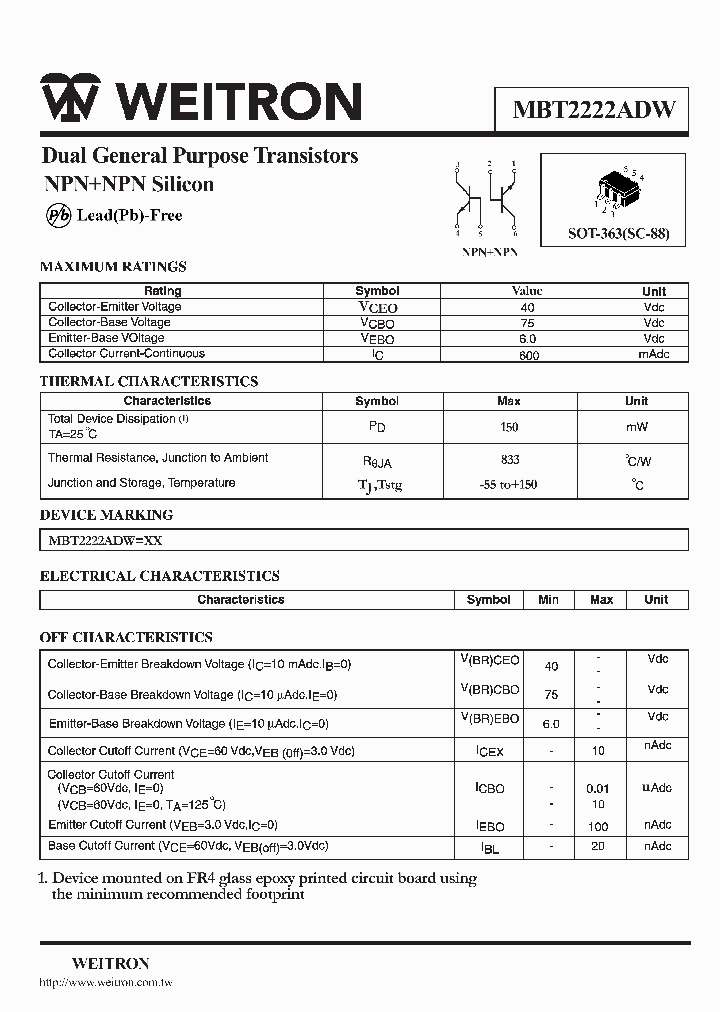 MBT2222ADW_1275299.PDF Datasheet