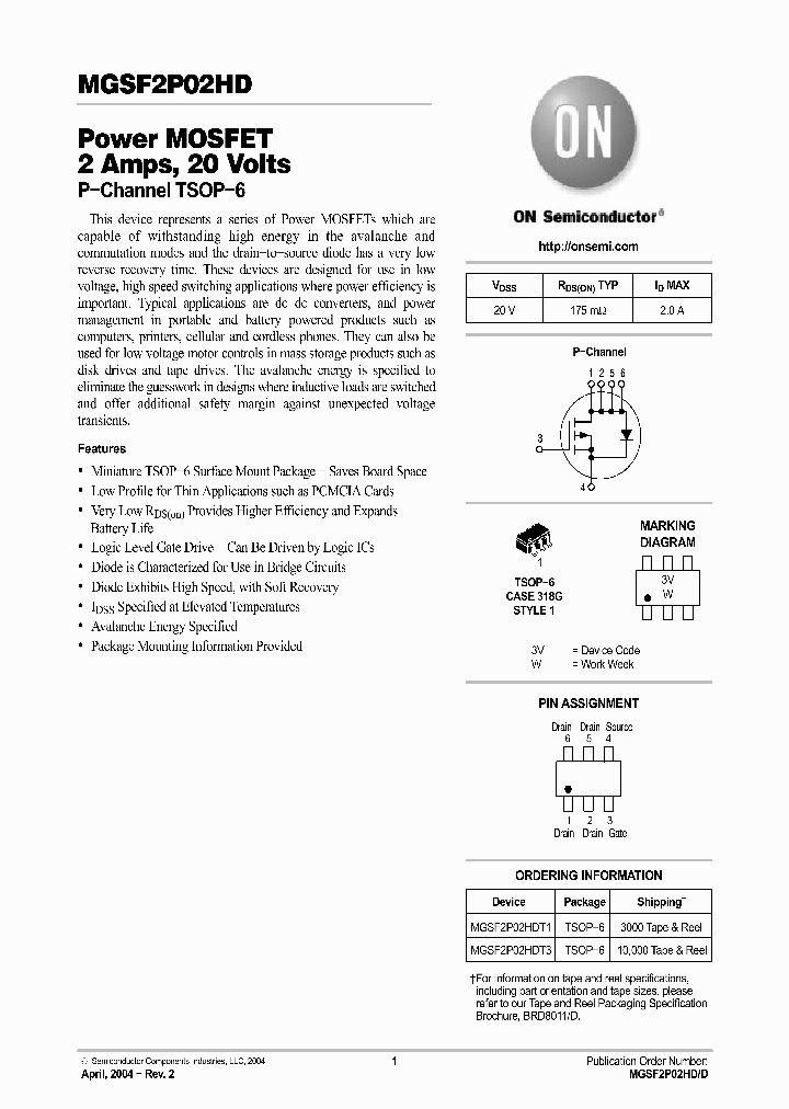 MGSF2P02HDT3_1278873.PDF Datasheet