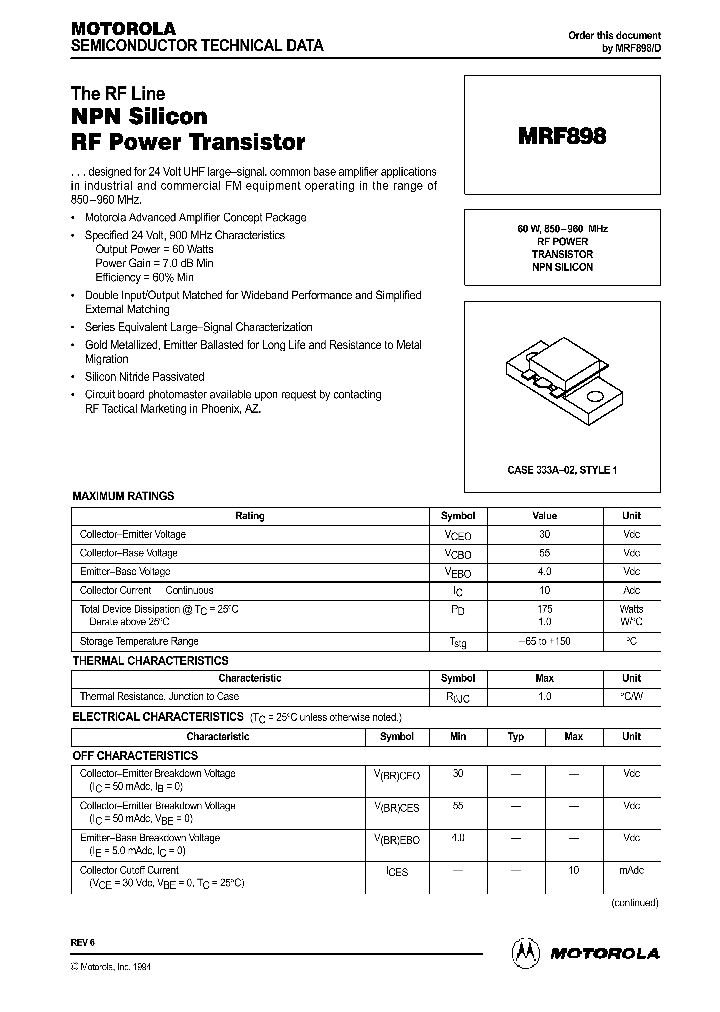 MRF898_1283667.PDF Datasheet