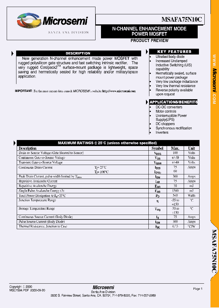 MSAFA75N10C_1284021.PDF Datasheet