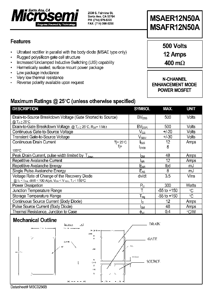 MSAFR12N50A_1284022.PDF Datasheet