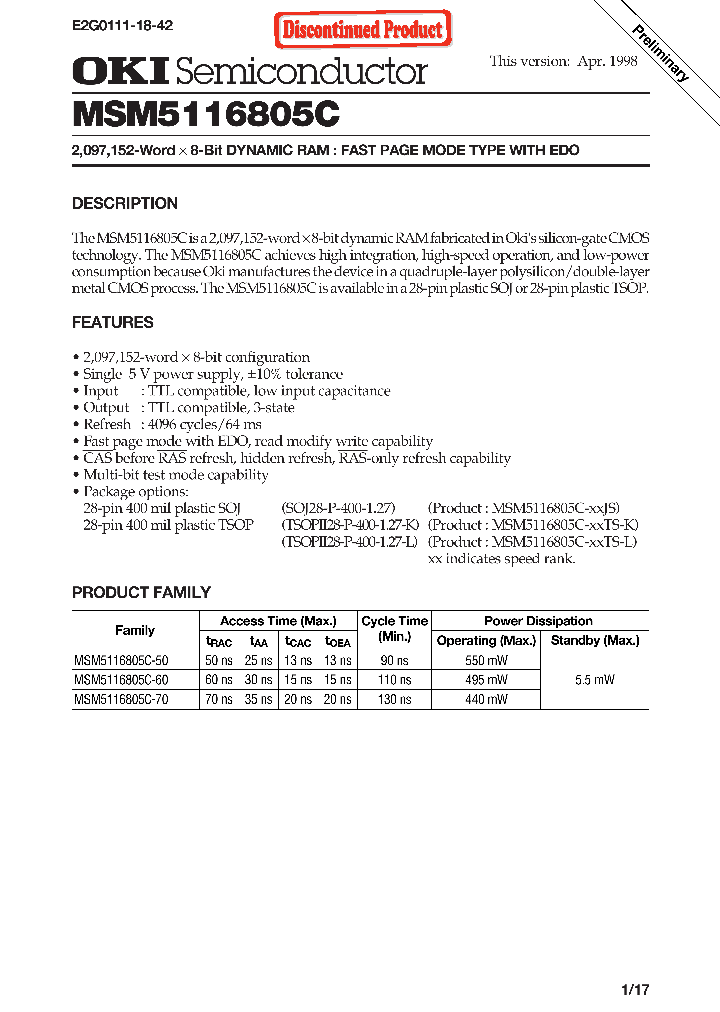 MSM5116805C-XXTS-L_1284532.PDF Datasheet