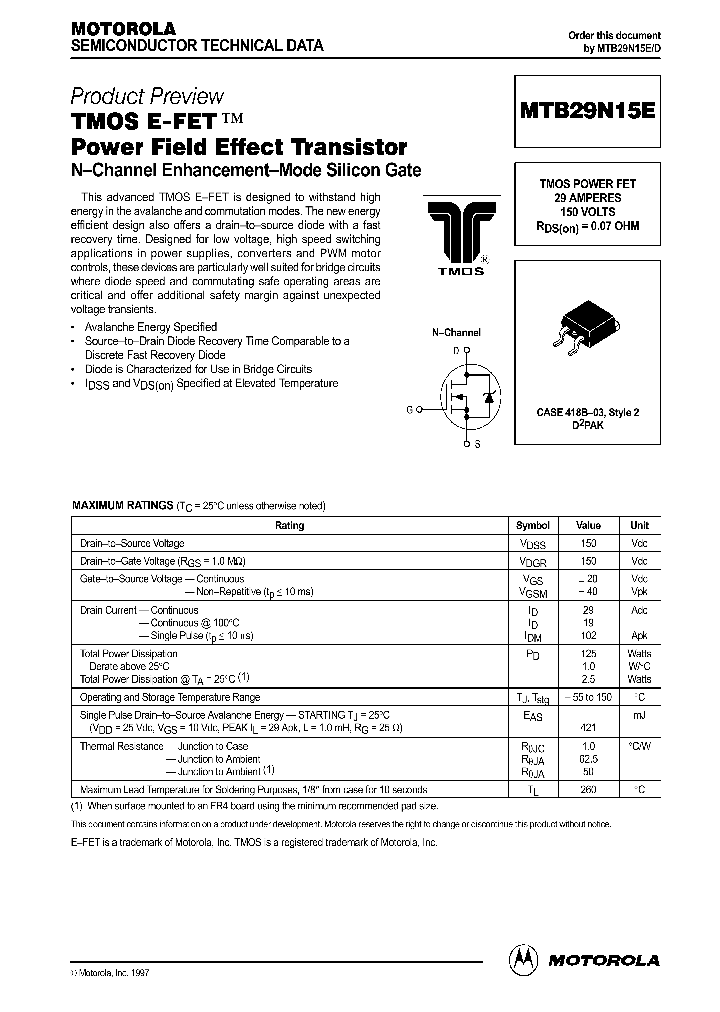 MTB29N15E_1285499.PDF Datasheet