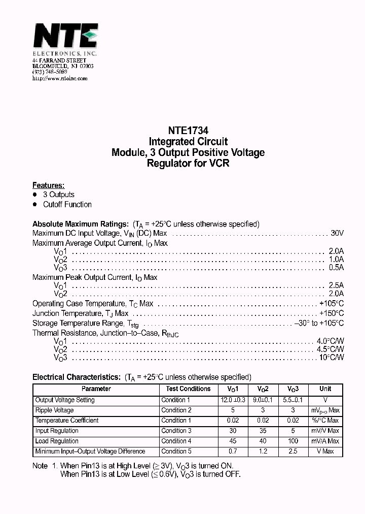 NTE1734_1290287.PDF Datasheet