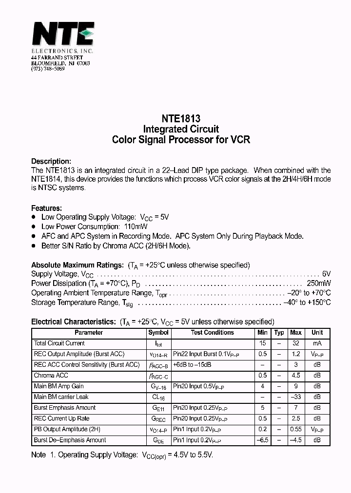 NTE1813_1290337.PDF Datasheet