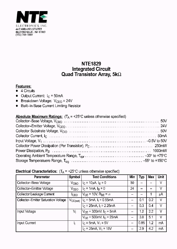 NTE1829_1290349.PDF Datasheet