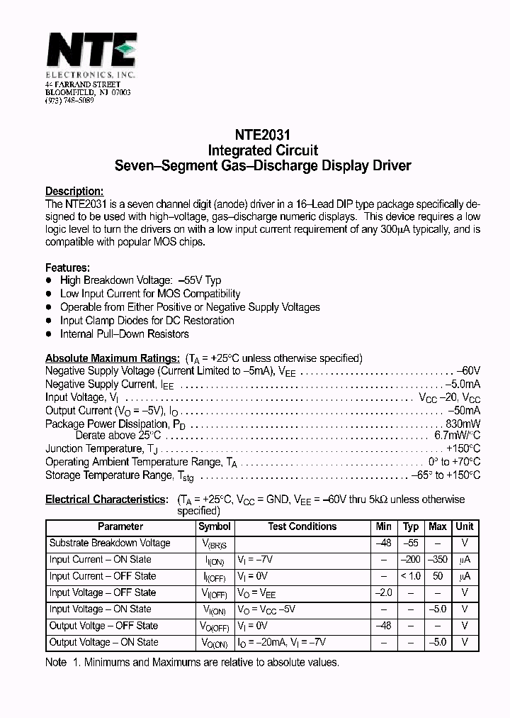 NTE2031_1189046.PDF Datasheet