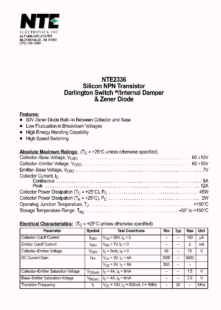 NTE2336_1290537.PDF Datasheet