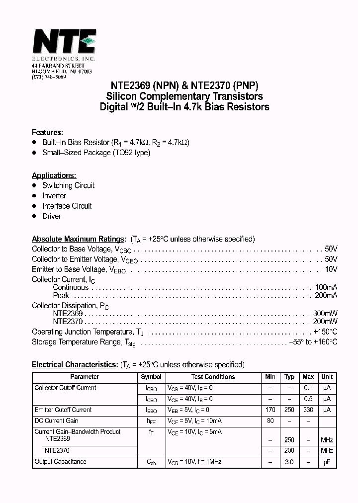 NTE2370_1290561.PDF Datasheet