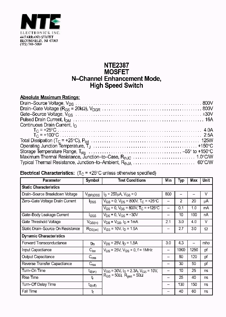 NTE2387_1290578.PDF Datasheet