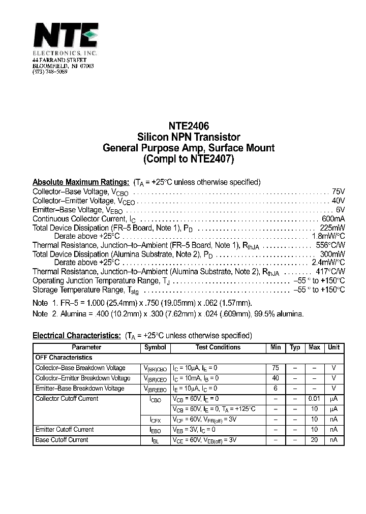 NTE2406_1290593.PDF Datasheet